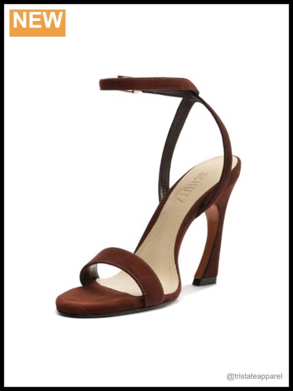 Brown Suede Sculptural Heeled Sandals